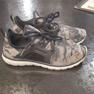 Gray and Black Sneakers with Camouflage Pattern